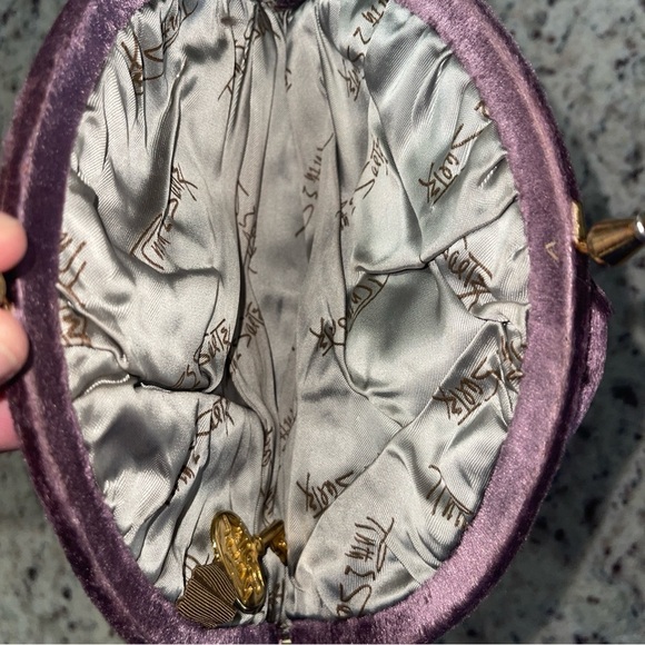 Vintage Ruth Saltz Purple Velvet Rhinestone Clutch Style Retro Purse Gold Key - Picture 8 of 11